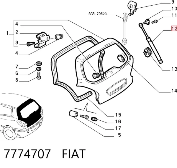 Амортизатор багажника 7774707 Fiat/Alfa/Lancia