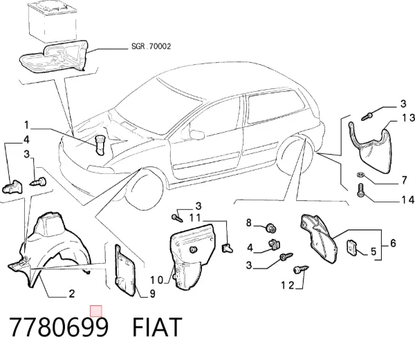 Підкрилок передній лівий Fiat Punto I