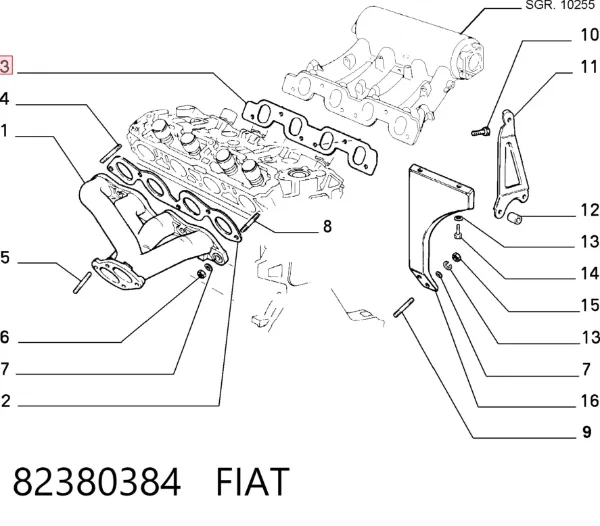 Прокладка впускного колектора 82380384 Fiat/Alfa/Lancia