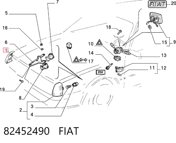 Вказівник повороту правий 82452490 Fiat/Alfa/Lancia