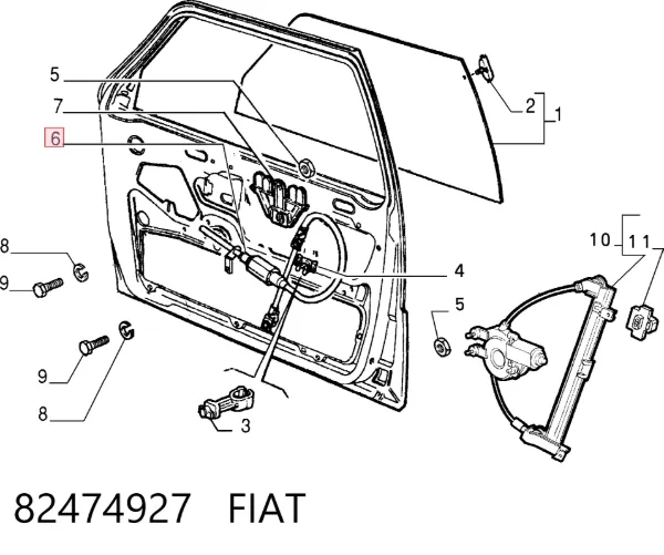 Склопідйомник передньої лівої двері 82474927 Fiat/Alfa/Lancia