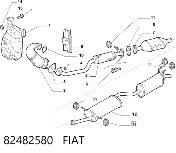Подушка глушника 82482580 Fiat/Alfa/Lancia