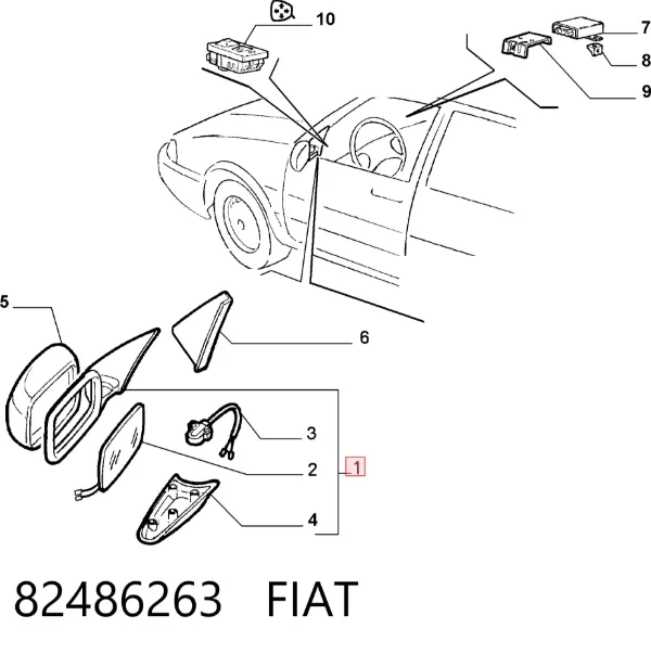 Ліве бокове дзеркало Fiat Croma I