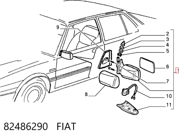 Дзеркало праве 82486290 Fiat/Alfa/Lancia