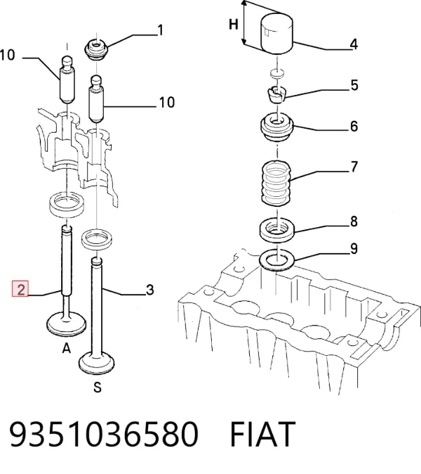 Клапан впускний 9351036580 Fiat/Alfa/Lancia
