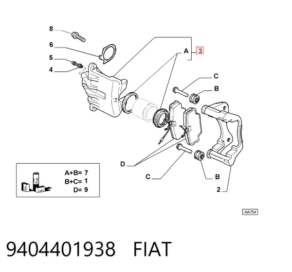Супорт гальмівний передній правий 9404401938 Fiat/Alfa/Lancia