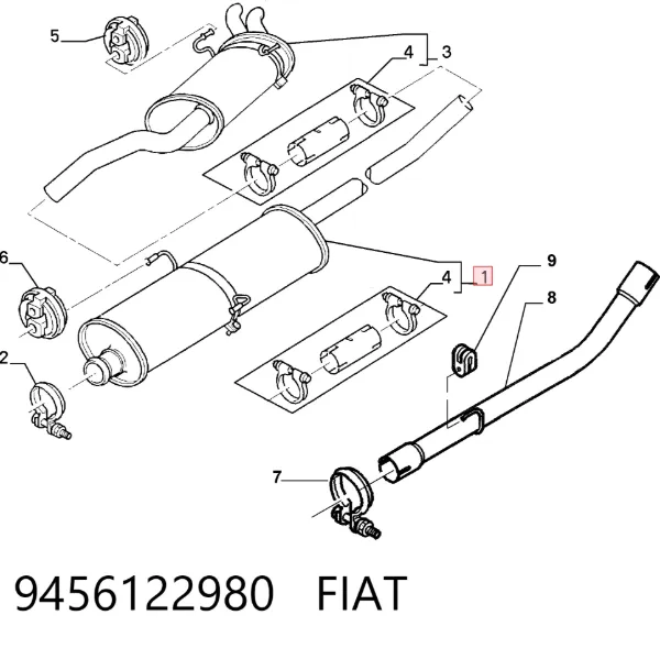 Глушник, центральна частина 9456122980 Fiat/Alfa/Lancia