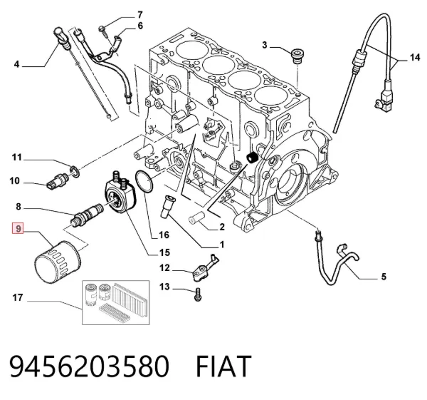 Масляний фільтр 9456203580 Fiat/Alfa/Lancia
