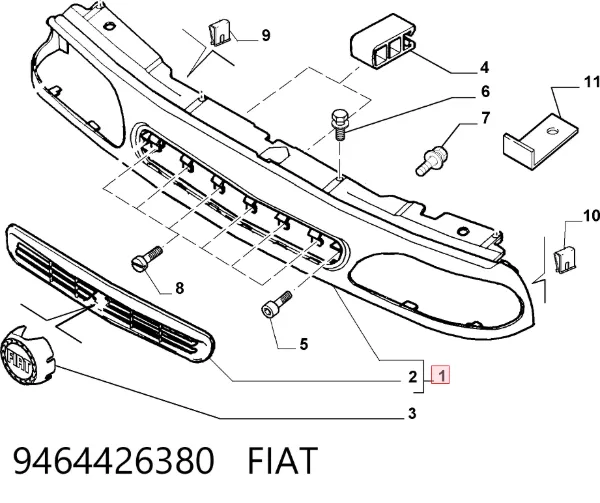 Решітка радіатора 9464426380 Fiat/Alfa/Lancia