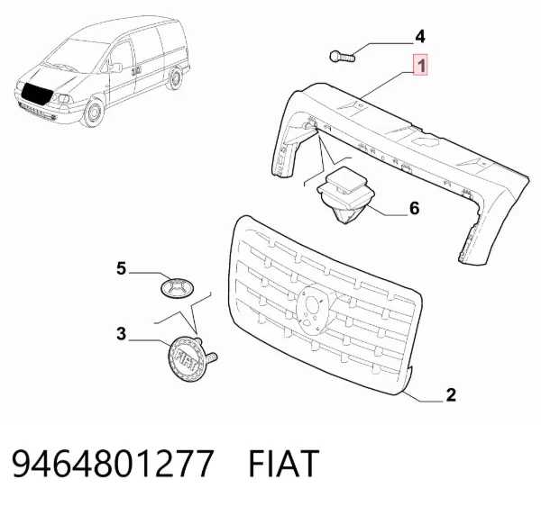 Решітка радіатора 9464801277 Fiat/Alfa/Lancia
