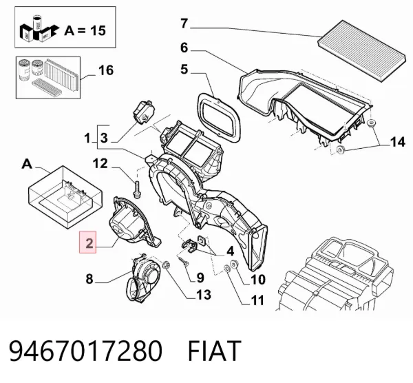 Вентилятора пічки 9467017280 Fiat/Alfa/Lancia