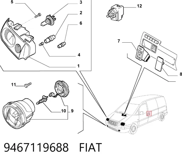 Фара права 9467119688 Fiat/Alfa/Lancia