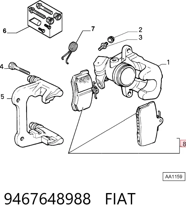 Задні гальмівні колодки 9467648988 Fiat/Alfa/Lancia