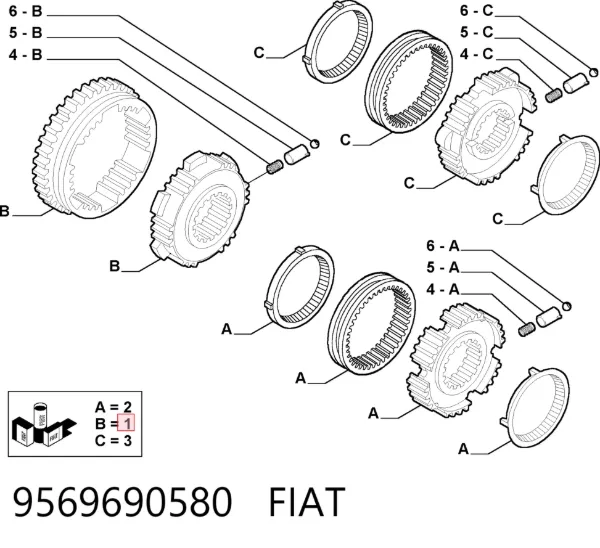 Синхронізатор 1/2-ї передачі 9569690580 Fiat/Alfa/Lancia