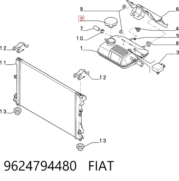 Кришка розширювального бачка 9624794480 Fiat/Alfa/Lancia