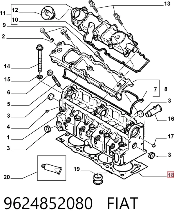 Прокладка ГБЦ 9624852080 Fiat/Alfa/Lancia