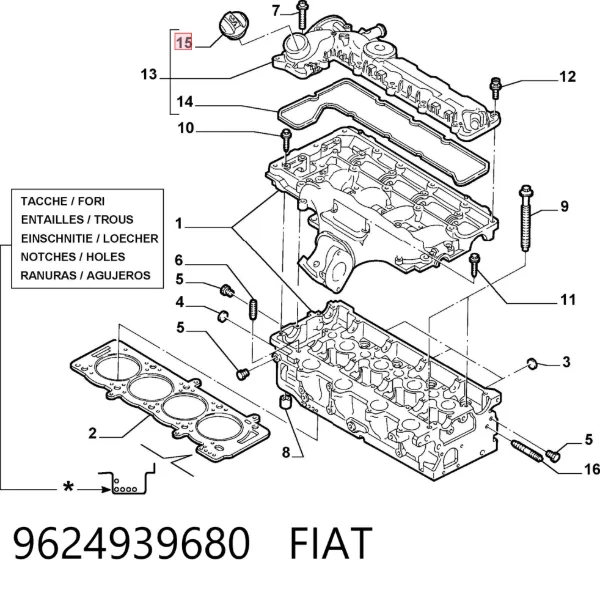 Кришка маслозаливной горловини 9624939680 Fiat/Alfa/Lancia