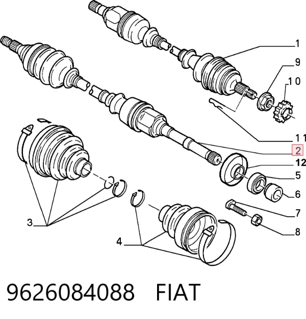 Піввісь права 9626084088 Fiat/Alfa/Lancia