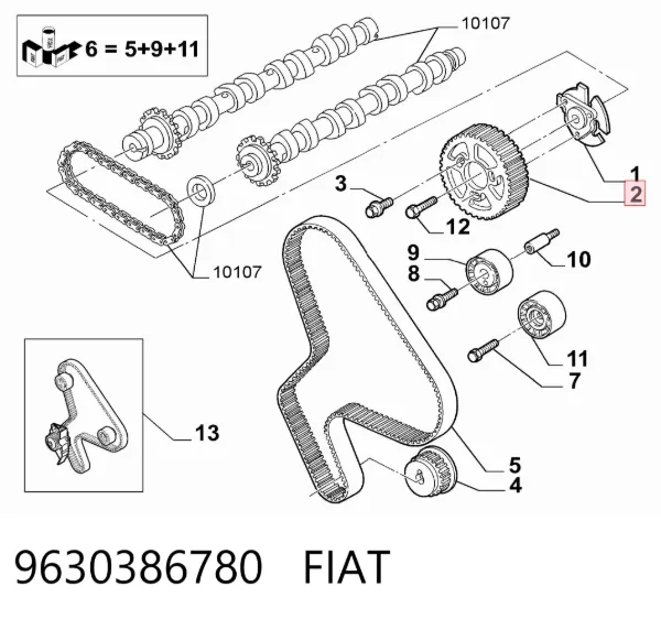 Шестерня розподільного валу 9630386780 Fiat/Alfa/Lancia