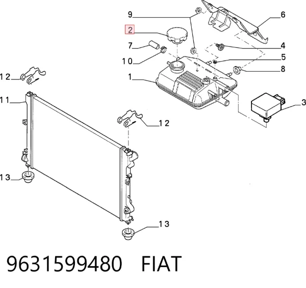 Кришка розширювального бачка 9631599480 Fiat/Alfa/Lancia