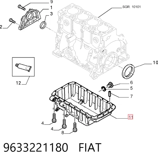 Піддон масляний картера двигуна 9633221180 Fiat/Alfa/Lancia