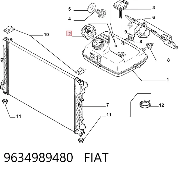 Кришка розширювального бачка 9634989480 Fiat/Alfa/Lancia