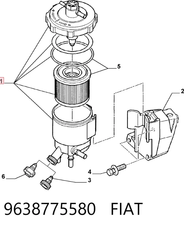 Корпус паливного фільтра 9638775580 Fiat/Alfa/Lancia