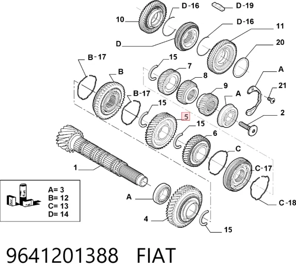 Шестерня 2-ї передачі, ведена 9641201388 Fiat/Alfa/Lancia