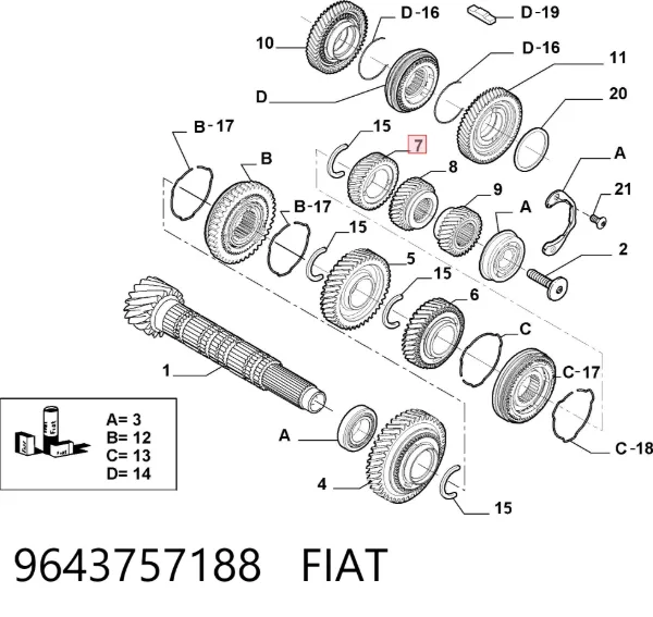 Шестерня 4-ї передачі, ведена 9643757188 Fiat/Alfa/Lancia