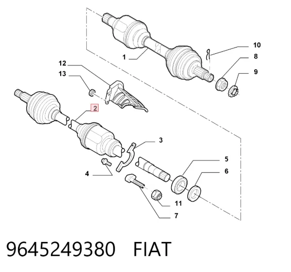 Піввісь права 9645249380 Fiat/Alfa/Lancia