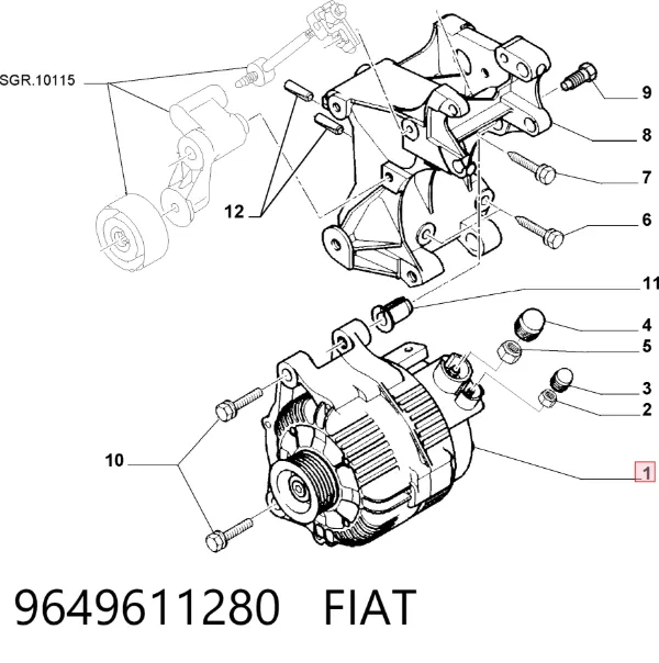 Генератор 9649611280 Fiat/Alfa/Lancia