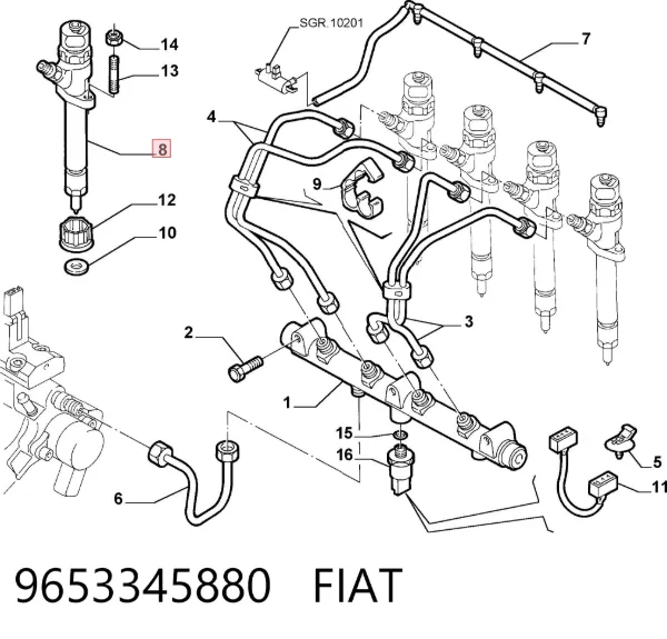 Паливні форсунки 9653345880 Fiat/Alfa/Lancia