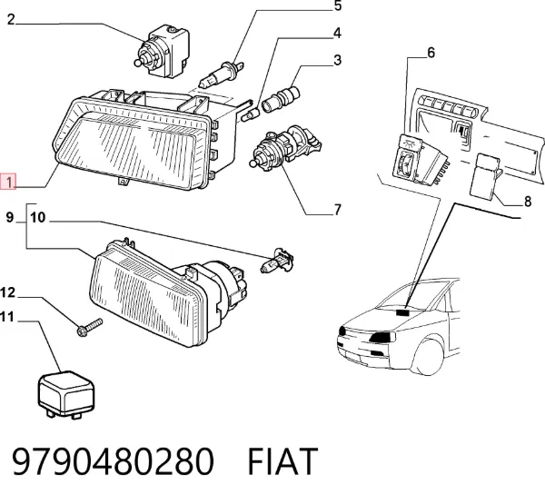 Фара ліва 9790480280 Fiat/Alfa/Lancia