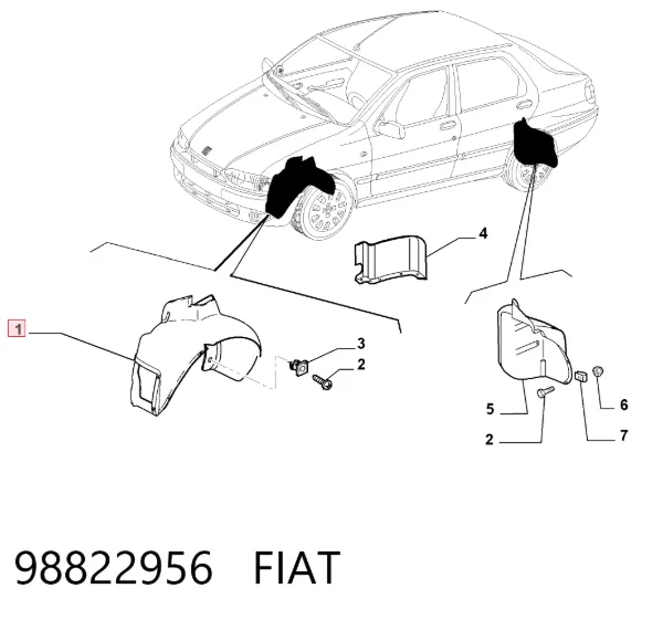 Підкрилок передній лівий Fiat Albea 172