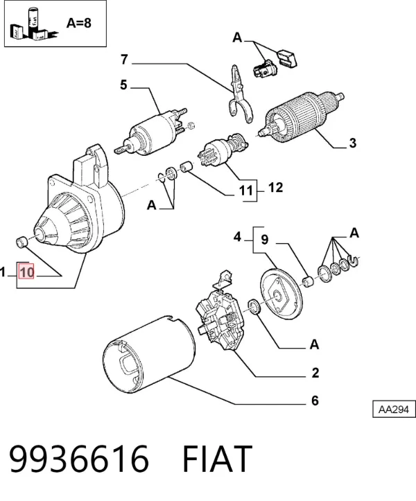 Втулка стартера 9936616 Fiat/Alfa/Lancia