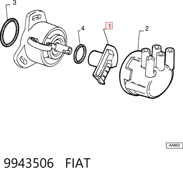 Бігунок (ротор) розподільника запалювання 9943506 Fiat/Alfa/Lancia