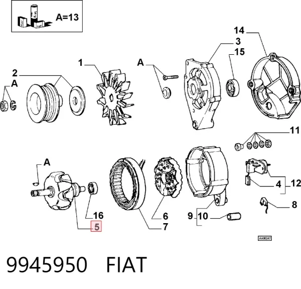 Якір генератора 9945950 Fiat/Alfa/Lancia