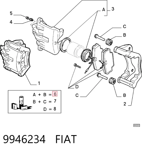 Ремкомплект переднього супорту 9946234 Fiat/Alfa/Lancia