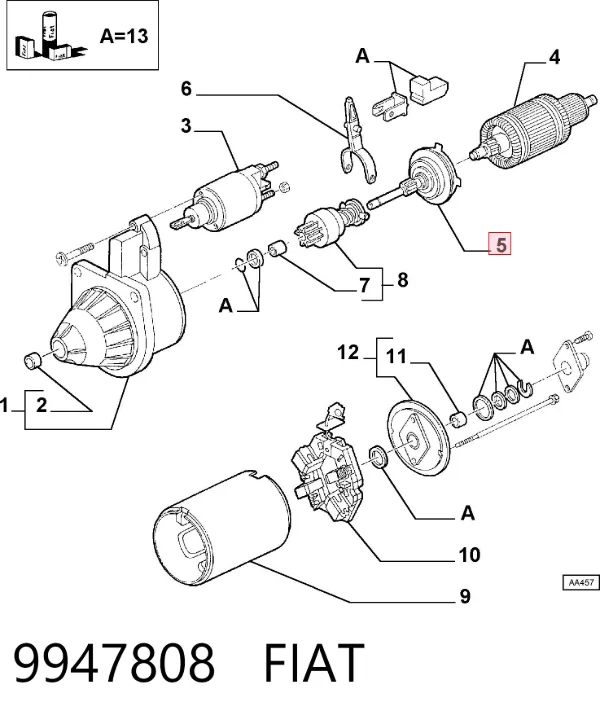 Редуктор стартера 9947808 Fiat/Alfa/Lancia