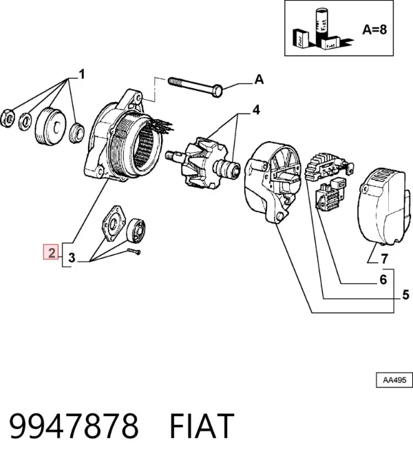 Обмотка генератора, статор 9947878 Fiat/Alfa/Lancia