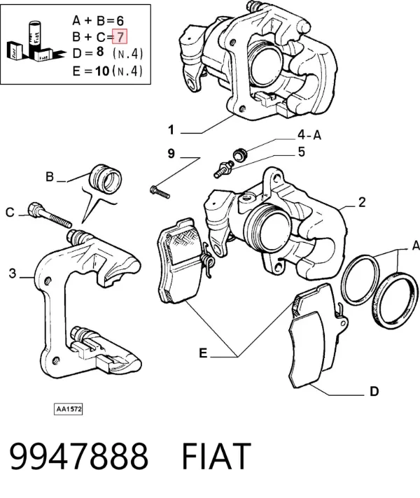 Ремкомплект супорту 9947888 Fiat/Alfa/Lancia