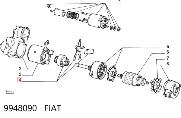 Бендикс стартера 9948090 Fiat/Alfa/Lancia