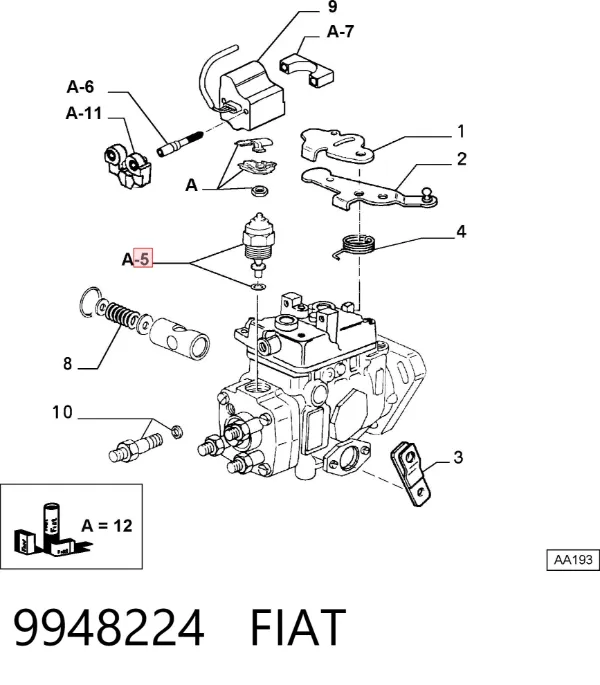 Клапан ПНВТ відсічення подачі пального(дизель-стоп) 9948224 Fiat/Alfa/Lancia