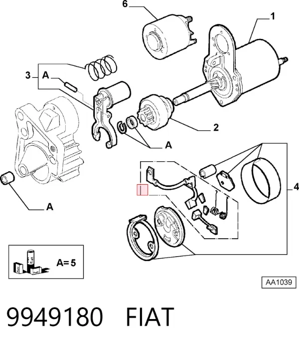 Обмотка стартера, статор 9949180 Fiat/Alfa/Lancia