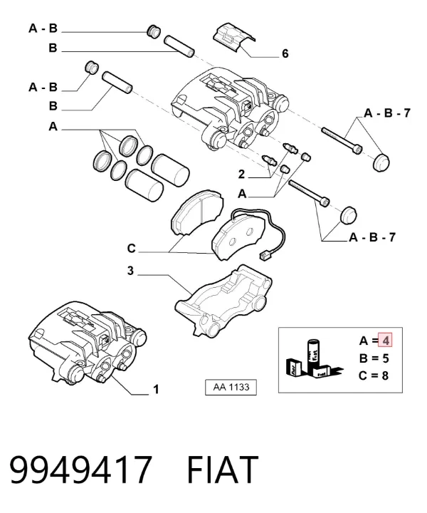 Комплект пружинок кріплення дискових колодок, передніх 9949417 Fiat/Alfa/Lancia