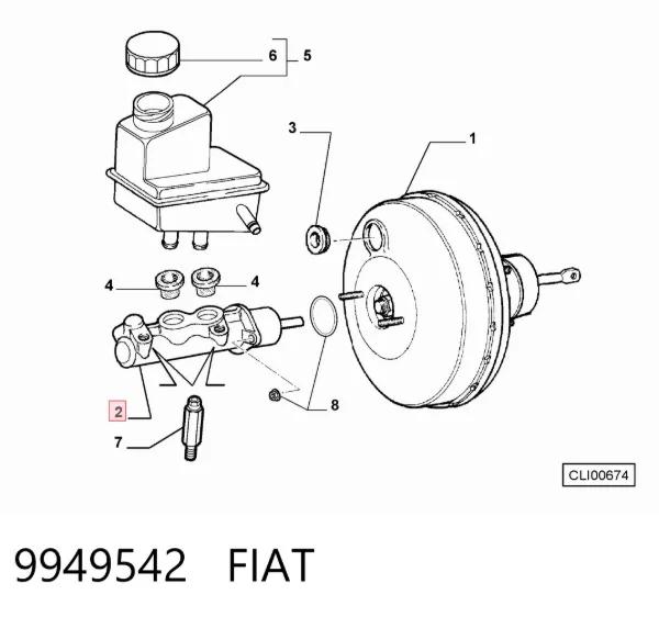 Головний гальмівний циліндр 9949542 Fiat/Alfa/Lancia