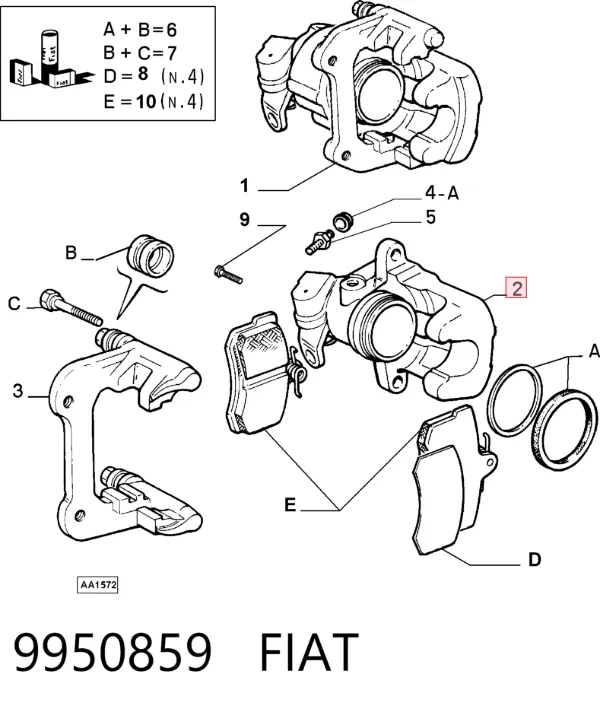 Супорт задній лівий 9950859 Fiat/Alfa/Lancia