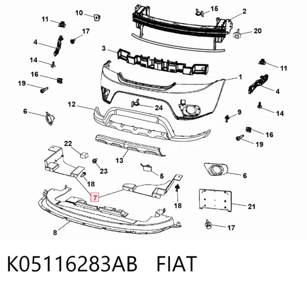 Захист бампера переднього, лівий K05116283AB Fiat/Alfa/Lancia
