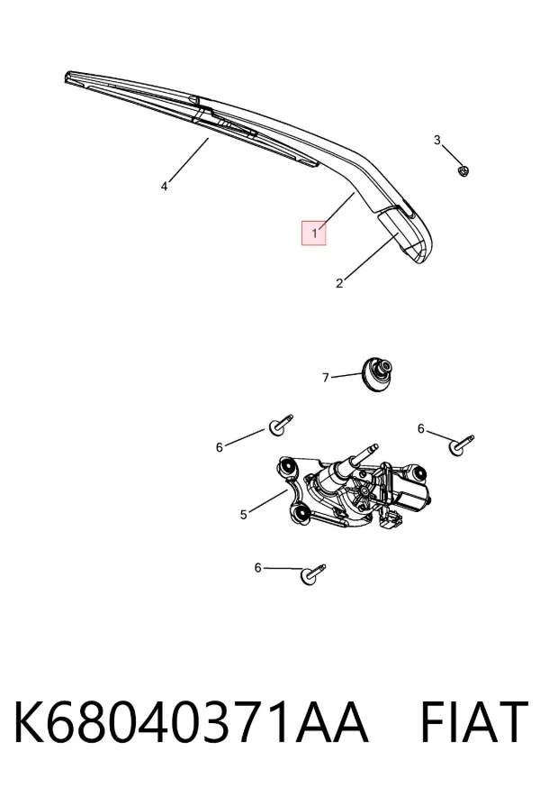 Важіль-поводок склоочисника заднього скла K68040371AA Fiat/Alfa/Lancia