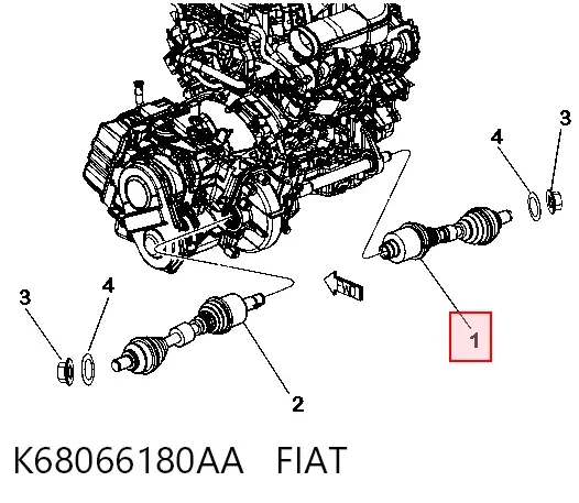 Піввісь права K68066180AA Fiat/Alfa/Lancia